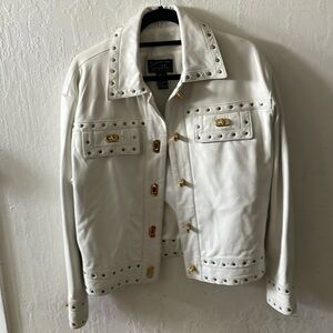 Suzelle Vintage White Leather Jacket size Small